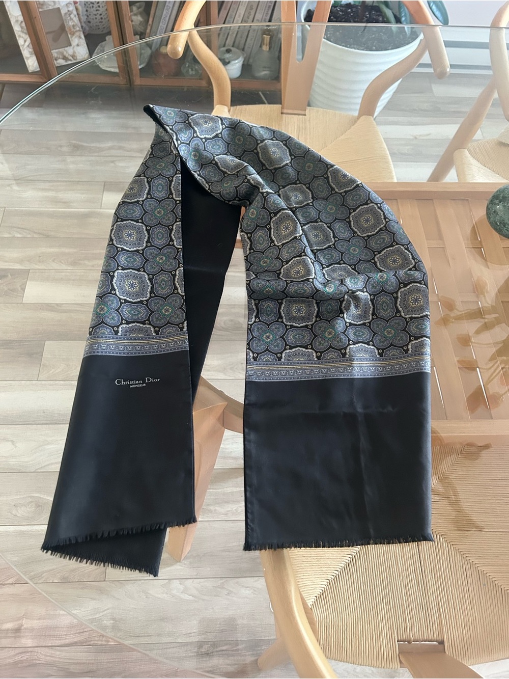 Vintage Christian Dior Monsieur Silk & Wool Scarf